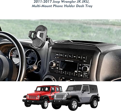 Miniatura 2 de Soporte de teléfono celular Jeep Wrangler JK 2011-2017 Jeep Wrangler JK JKU de 2 puertas y 4 puertas, soporte de teléfono multimontaje con brazo de