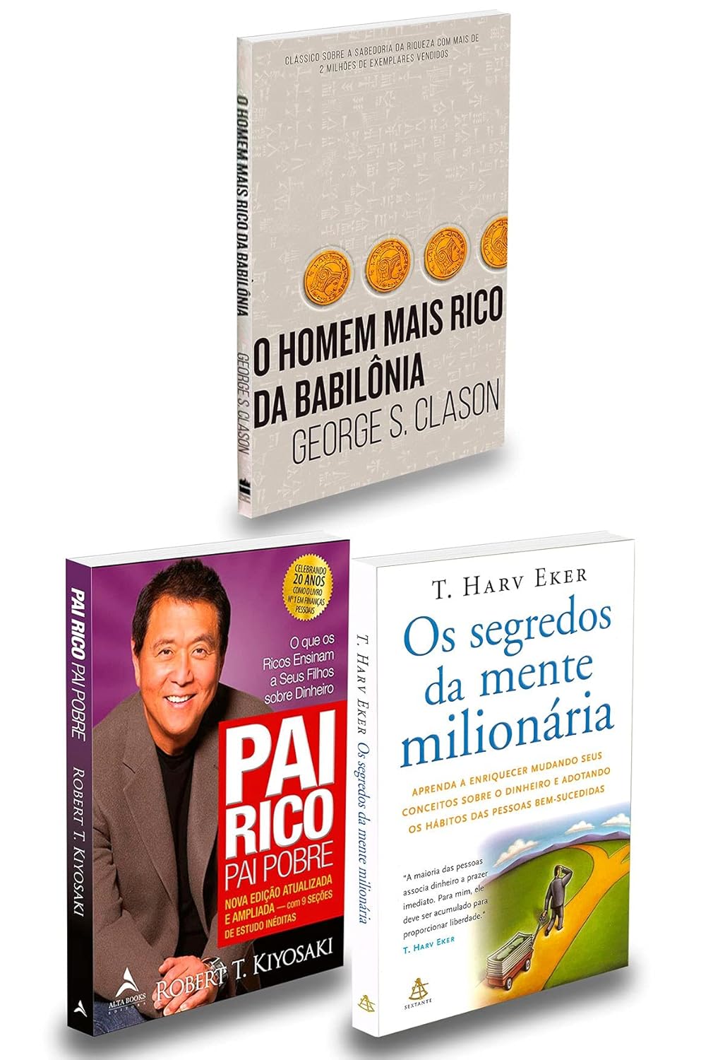 A bundle of books including 'Rich Dad Poor Dad'.