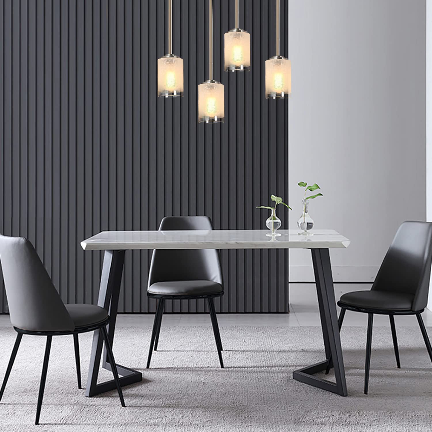 Giluta 4 Pack Glass Shade Replacement Cylinder Lipless with 1-5/8 inch Fitter Light Fixture Globe Cover for Pendant Light Chandelier Wall Sconce