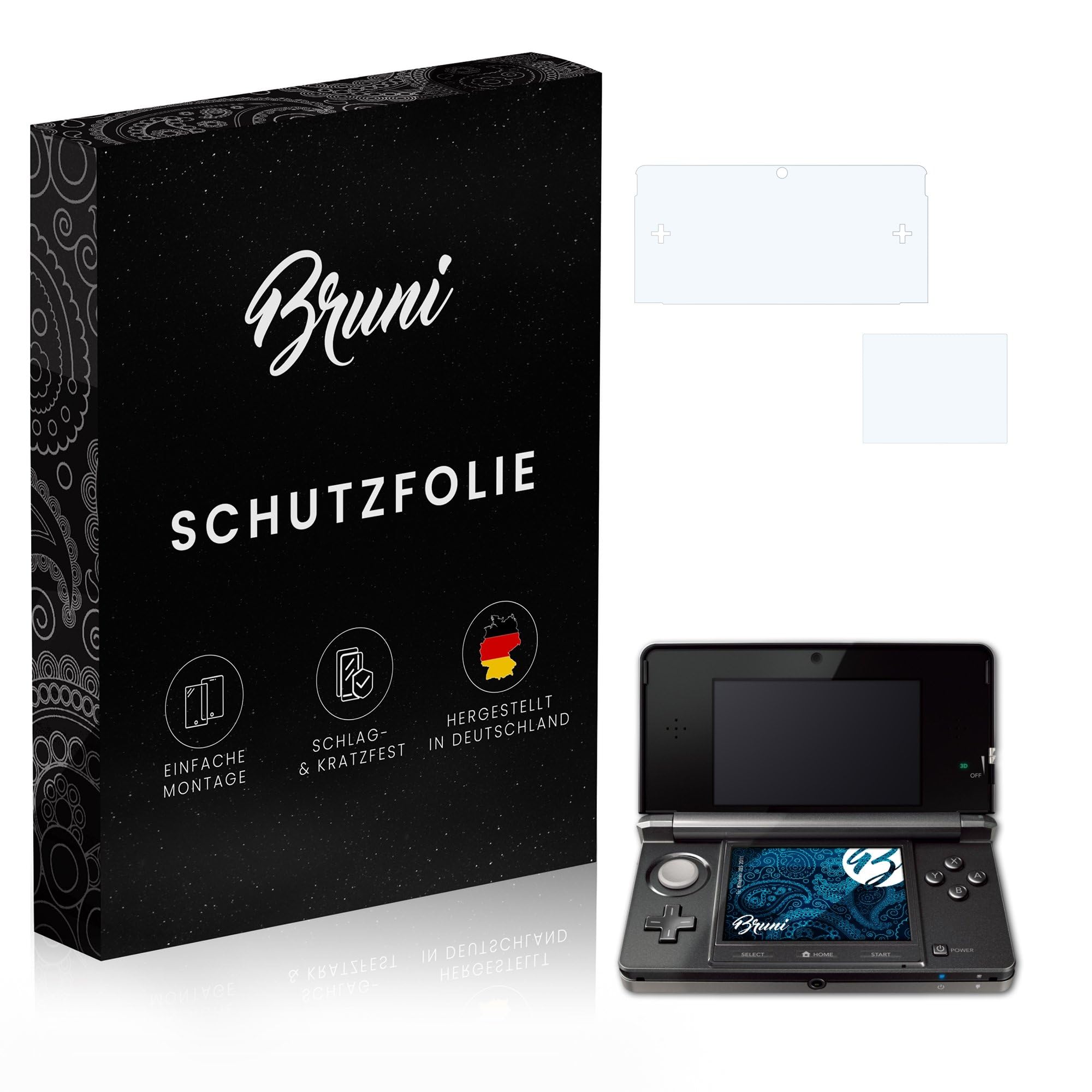 Bruni Screen Protector compatible with Nintendo 3DS 2011 Protector Film, crystal clear Protective Film (Set of 2)