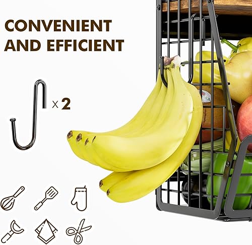 Vista 6 de Estante magnético fuerte para refrigerador 2 en 1, estante magnético para especias para refrigerador con parte superior de madera, cesta