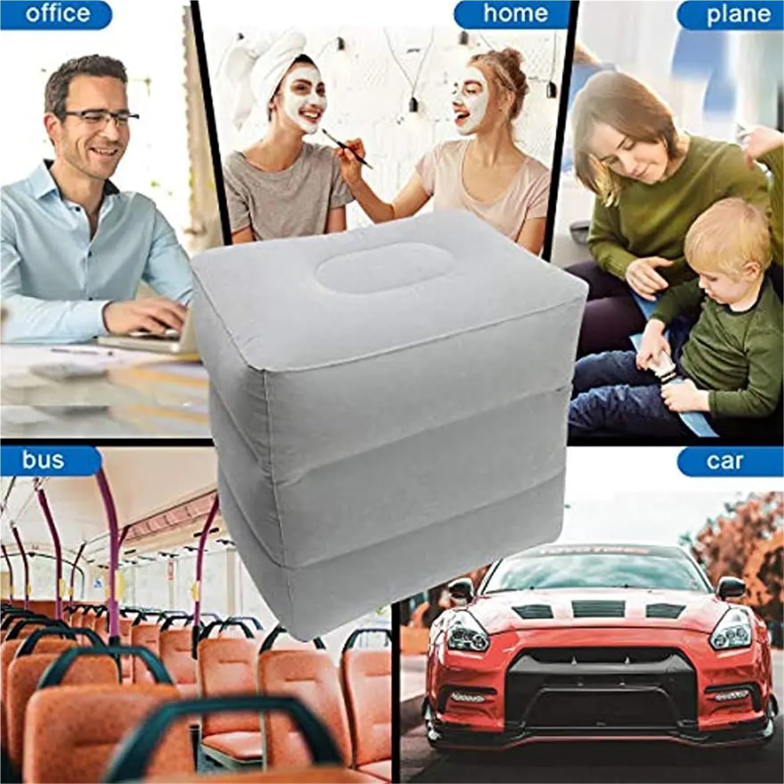 Almohada inflable for reposapiés de viaje, almohada for en aviones, coches, trenes y oficinas