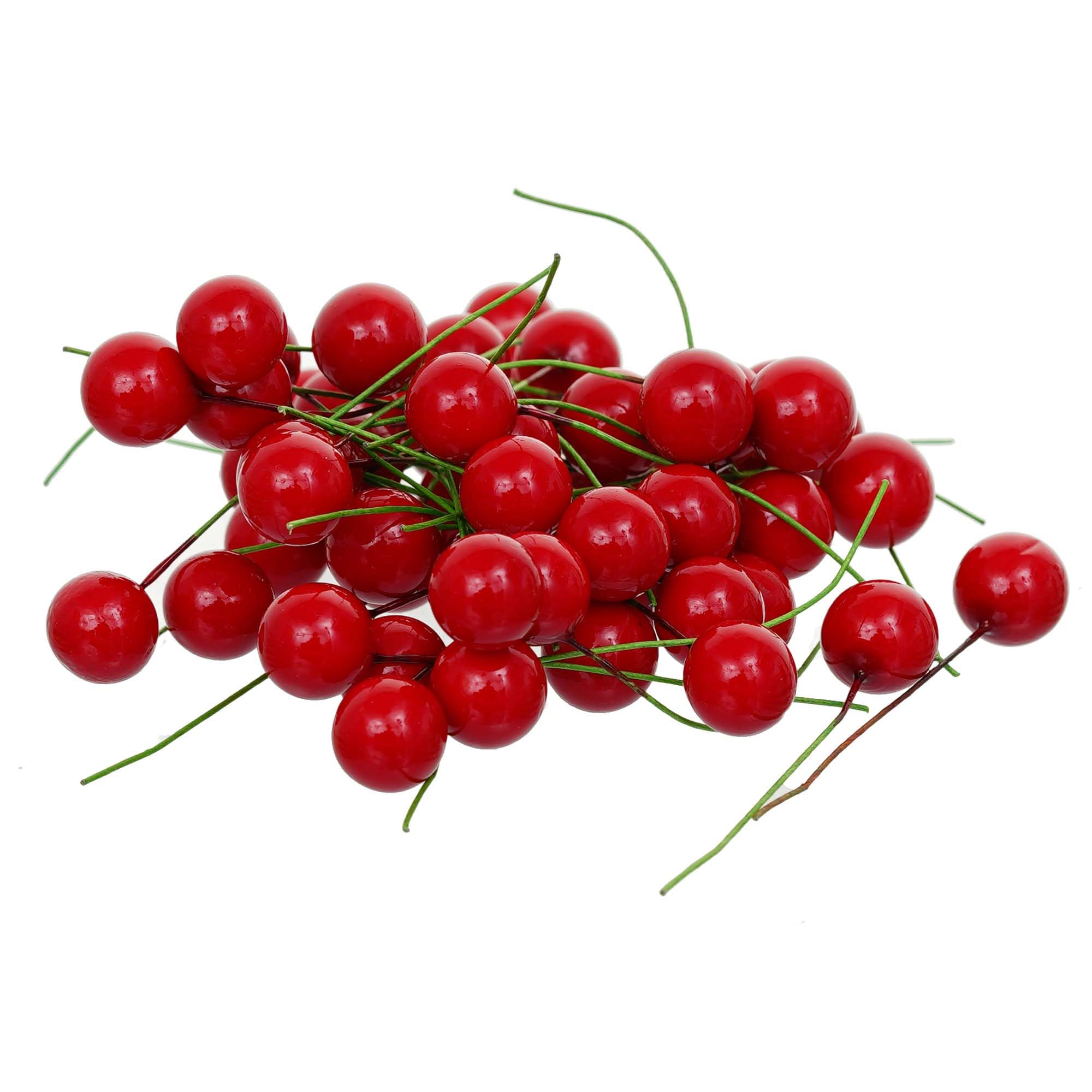 eCraftIndia Christmas Decor Artificial Holi Berries Cheery Fruit for Christmas Tree Decoration Flower Wreath DIY Xmas Craft (Pack of 50) Ornaments Props Xmas Decorations Items for Home Office 1