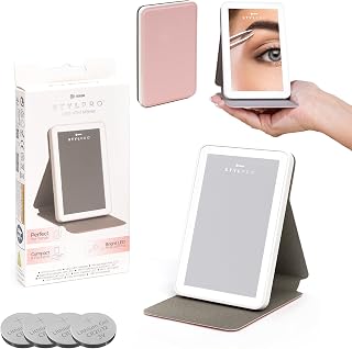 STYLPRO LED Mini Travel Makeup Mirror with Lights - Portable, Compact, Adjustable LED Light, 2 in 1 Stand and Case - Ideal for Travel, Holidays and Handbags