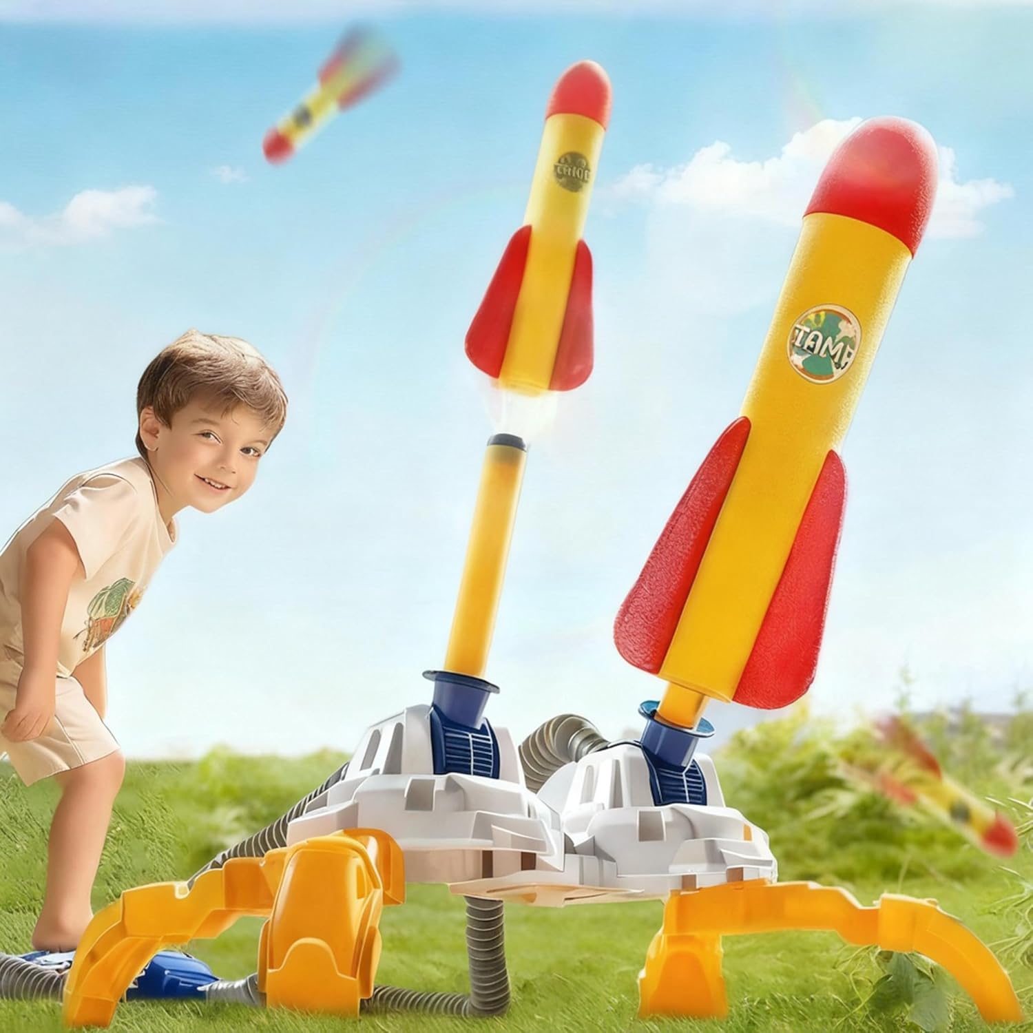 Aeroglyph Rocket Launcher for Kids, 3 Rockets - Fun Backyard & Outdoor Kids Toys Gifts for Boys & Girls - High Flying Toy Foam Blaster Set - Multi-Player Adjustable Launch Stand - Image 3