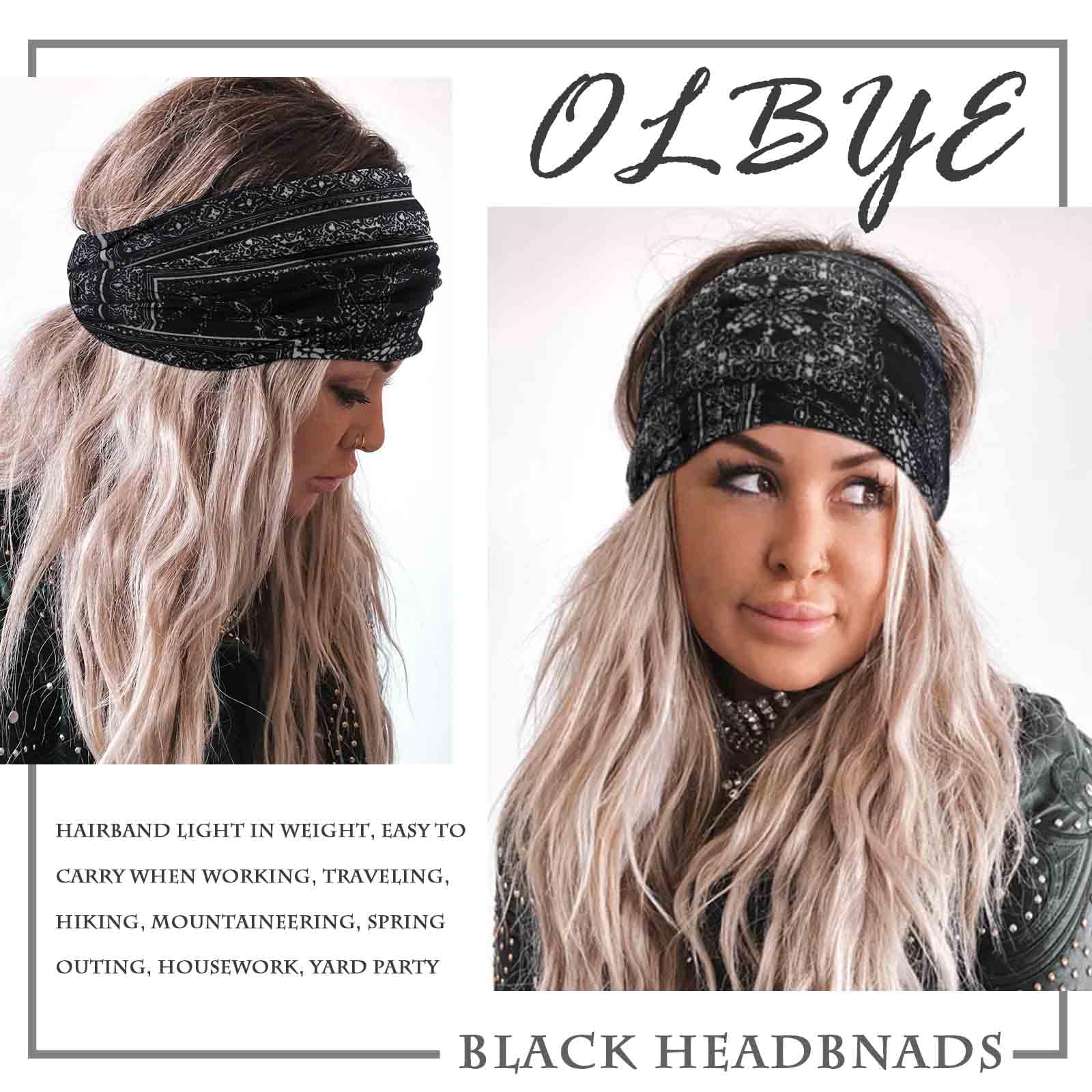 Olbye Opaski na głowę dla kobiet szerokie boho opaska na głowę wiązane turban opaski na głowę elastyczne antypoślizgowe opaski do włosów kwiatowe afrykańskie opaski na głowę trening joga opaski