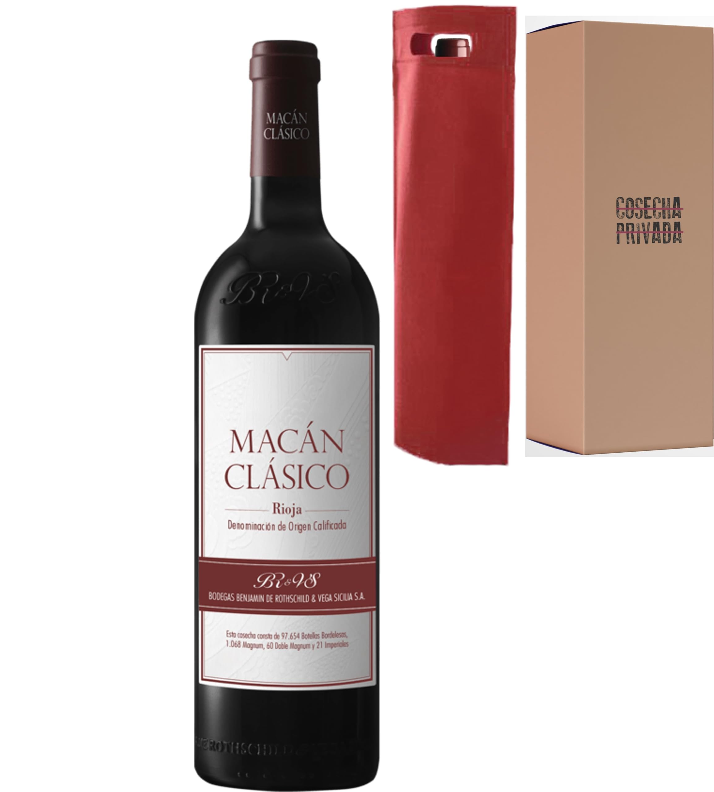 Macan Clasico - Envío 24H - Botella para Regalo Vino - Vega Sicilia - Vino Tinto - Ribera del Duero - Seleccionado y enviado por Cosecha Privada