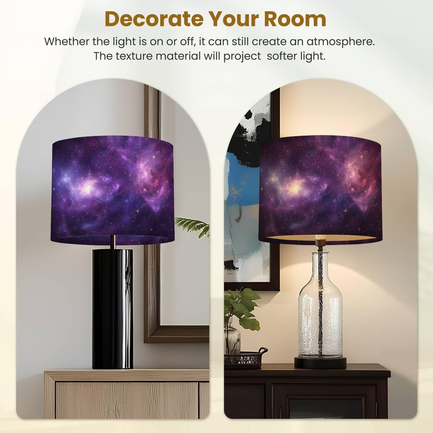 Drum Lamp Shades purple Stars galaxy Lamp Shade for Floor Lamps Table Lamps Pendant Light Linen 13"x13"x10" Linen Replacement Large Lampshades