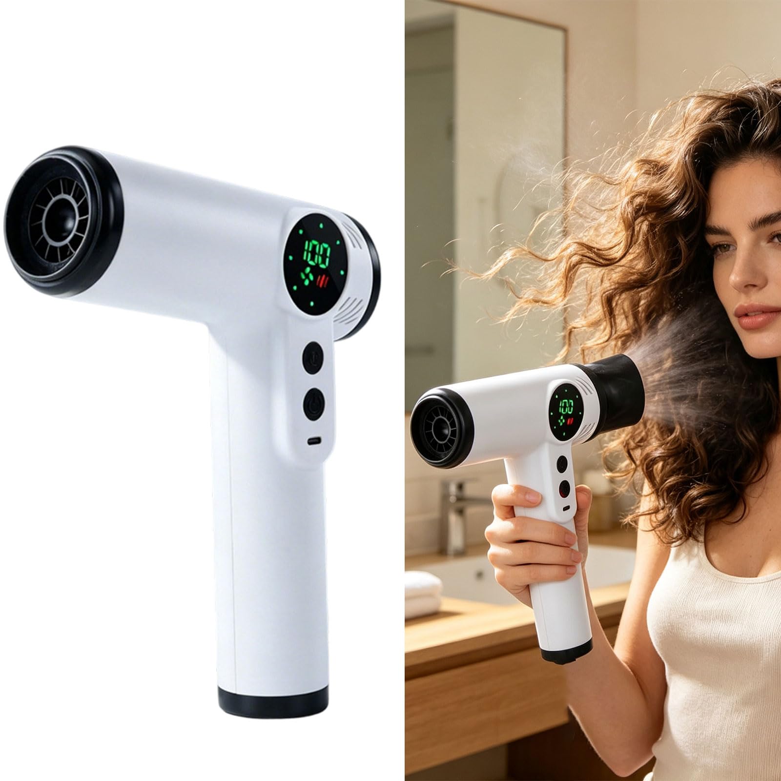 Sèche-cheveux sans fil pour un séchage flexible et un, White