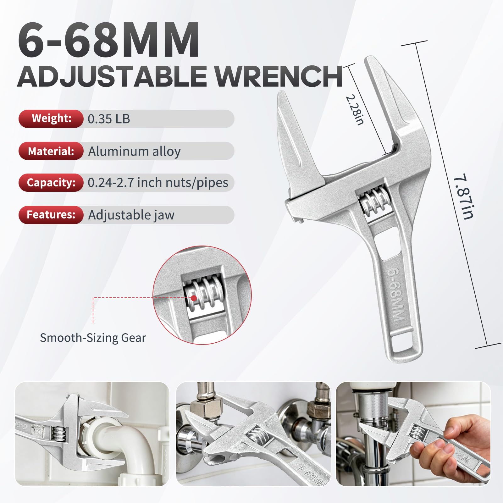 GPANDAG Clé d'évier pour salle de bain/cuisine/tuyau de toilette à