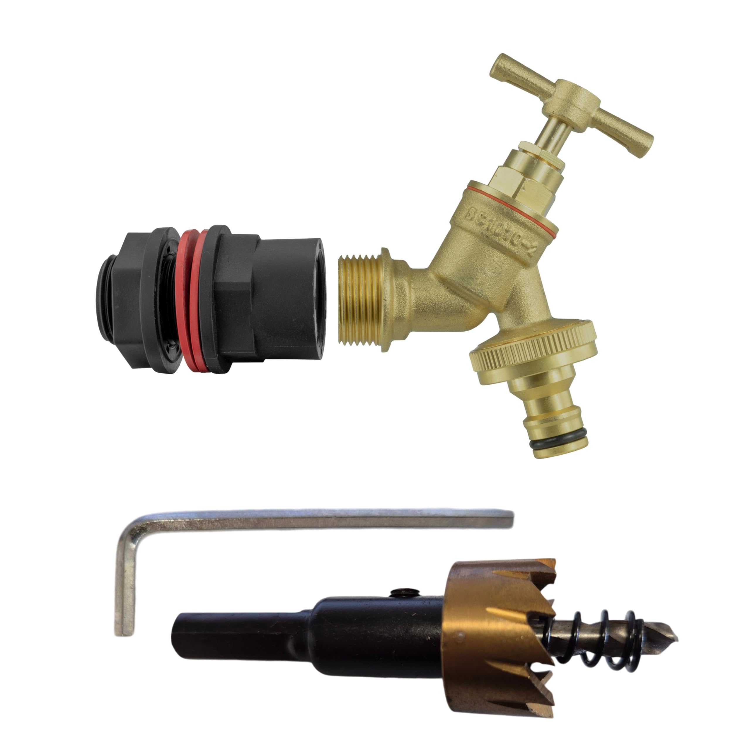 Cost Wise Brass Garden Water Butt/Rain Barrel Outlet Tap With Adaptor And Correct Size Drill Bit