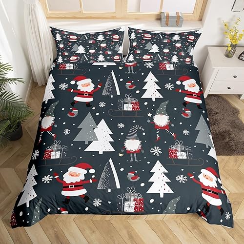Miniatura 9 de Erosebridal Juego de ropa de cama de Navidad individual para niños y niñas, funda de edredón con temática de Navidad, regalos de Papá Noel, funda de