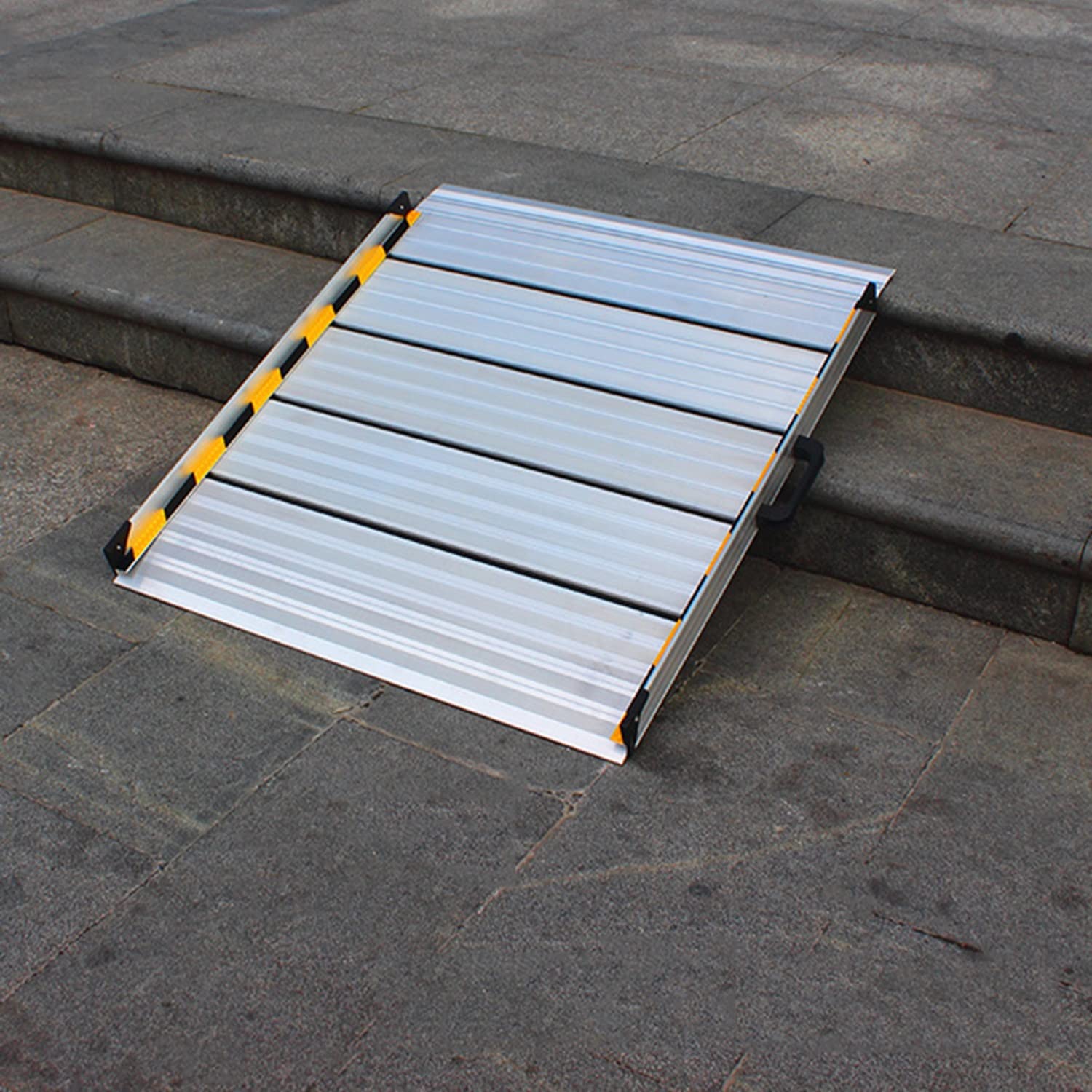 Rampa de Aluminio portátil para Silla de Ruedas, Rampa de Umbral de Acceso de Movilidad, Rampa de Portador de Fácil Acceso con Asa de Transporte, para Escalones de Casa Escaleras Puertas Scooter