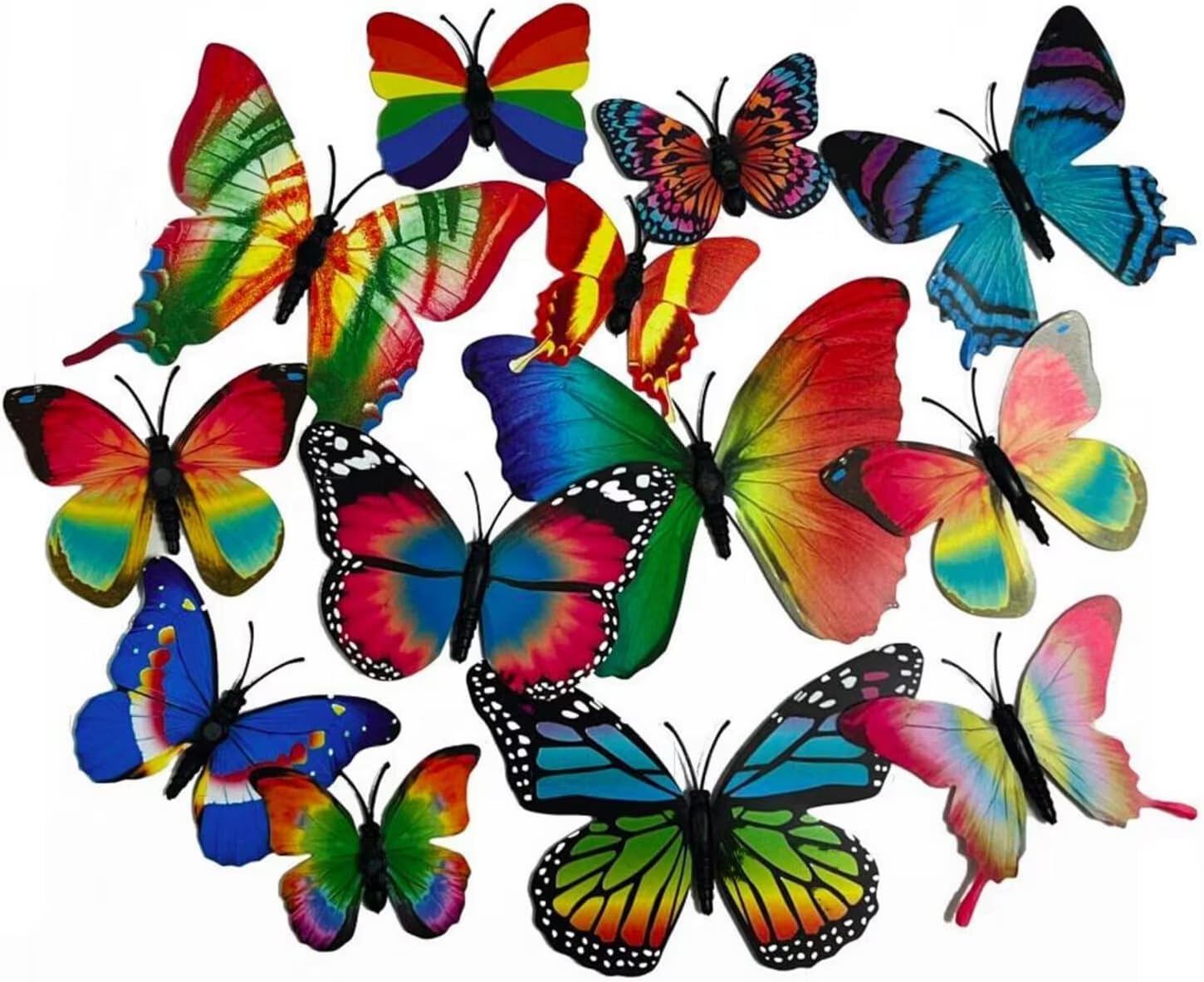 RIZZIIZ 3D Butterfly Wall Stickers, Easy Installation, Smooth Surfaces, Eye Catching Design, Commonly Used to Decorate Walls, Doors, Closets, Fridges Bedrooms, Classrooms, 12pcs (Multicolour)