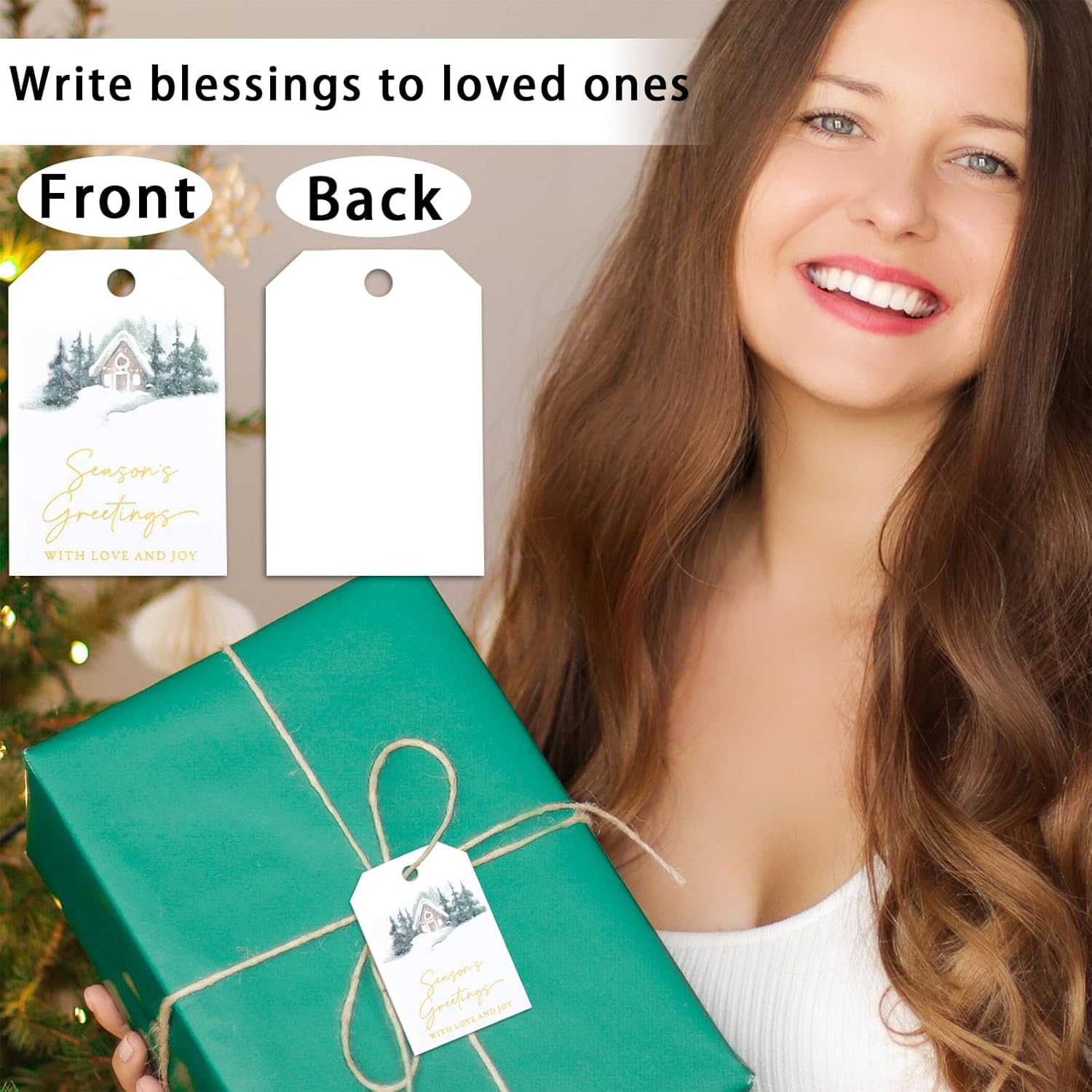 96 Pcs Premium Christmas Gift Tags Elegant Gift Tags for Christmas Presents, Happy Holiday Present Xmas Labels for Personalized Wrapping, Bulk Merry Xmas Paper Name Labels for Presents - Image 3