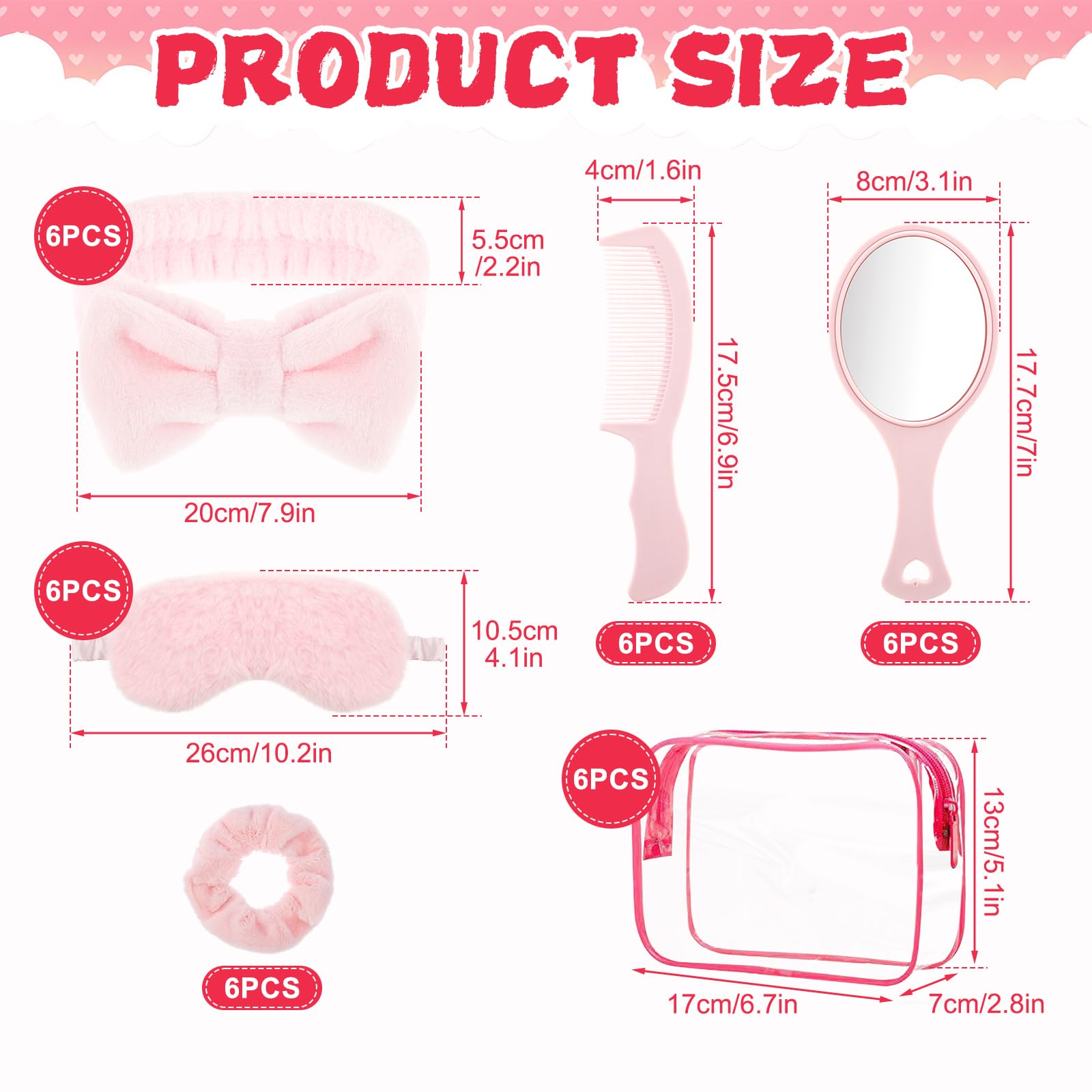 Rainmae 36-Piece Spa Sleepover Party Set for Girls, Pink Spa Headbands, Sleep Eye Masks, Velvet Hair Scrunchies - Image 2