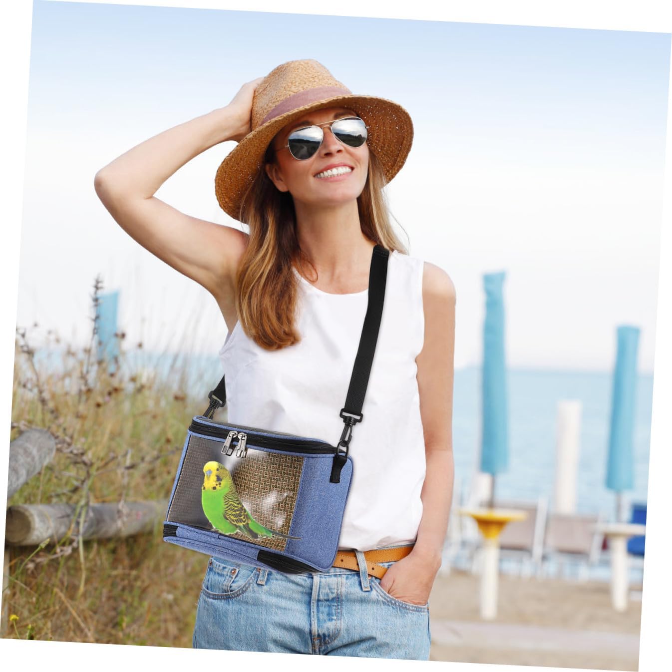 Luxshiny Portable Parrot Carrier Bag with Handle, Large Capacity Outdoor Bird Cage Crossbody Pouch for Travel and Daily Use