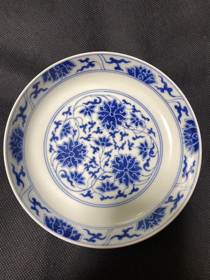 Amazon.co.jp: 中国古美術 大清光緒年製 青花纏枝蓮文皿 染付 官窯  