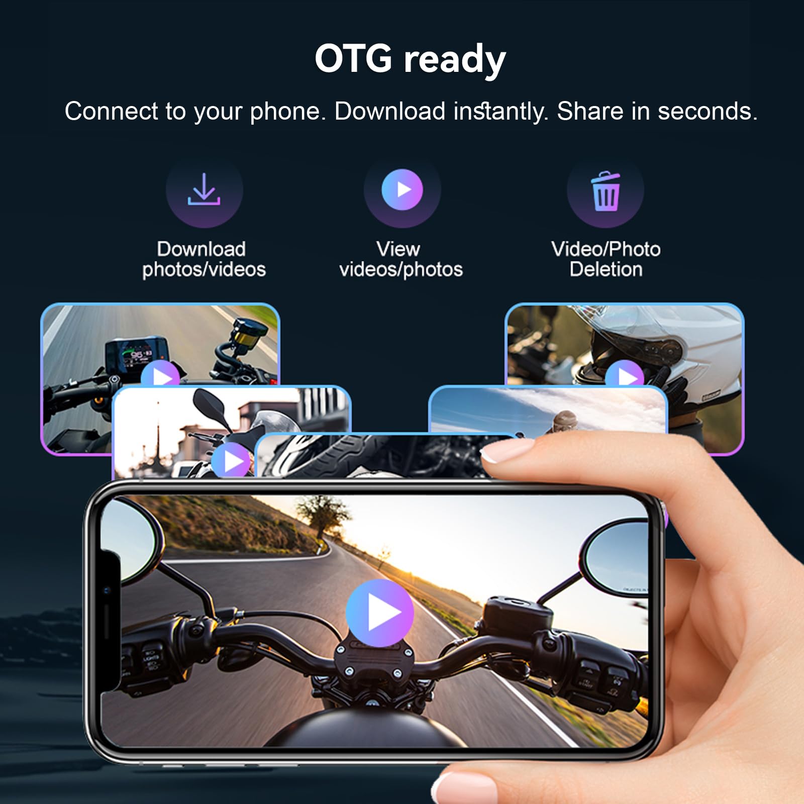 Intercomunicador Bluetooth para casco de motocicleta con cámara de salpicadero, grabación de video HD 720P, cámara de casco de motocicleta, intercomunicador manos libres, IP56 impermeable, tiempo de