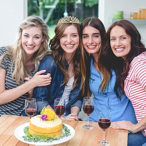 Miniatura 6 de CIEHER Corona dorada para cumpleaños de 40 años + banda de cumpleaños de 40 años + pin de perla, tiara de 40 cumpleaños para mamá, decoraciones de