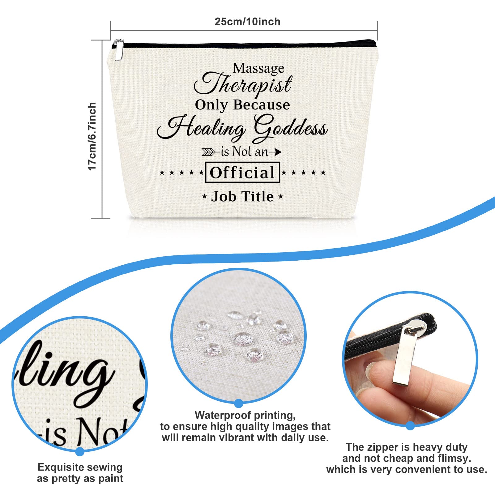 Massage Therapist Gift Makeup Bag Appreciation Thank You Gift for Massage Therapy Therapist Chiropractor Graduation Christmas Birthday Present Cosmetic Bag Travel Toiletries Pouch Make Up Case