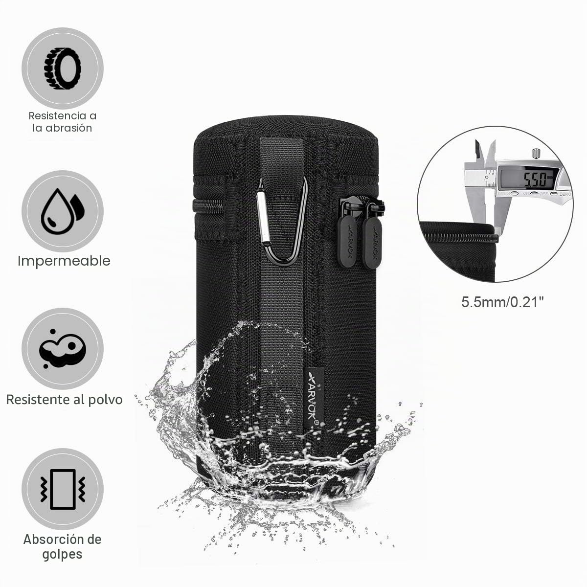 Arvok Fundas para Set de Objetivos, Estuches Protectores para Lentes Resistentes al Agua, para Objetivos de cámara DSLR, para Lentes de cámara de 4 tamaños para Nikon, Tamron, Sigma, Pentax, Sony