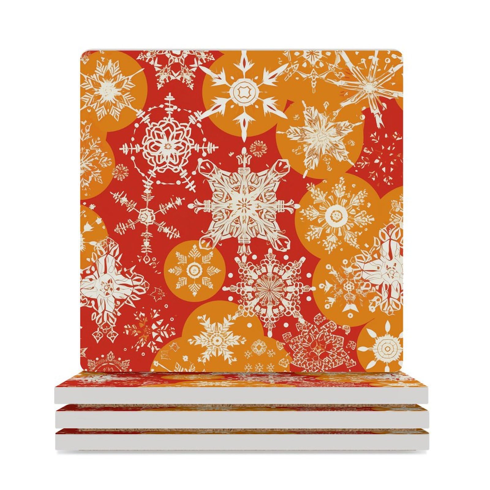 Dessous de verre imprimés flocons de neige lavables et protection table basse design