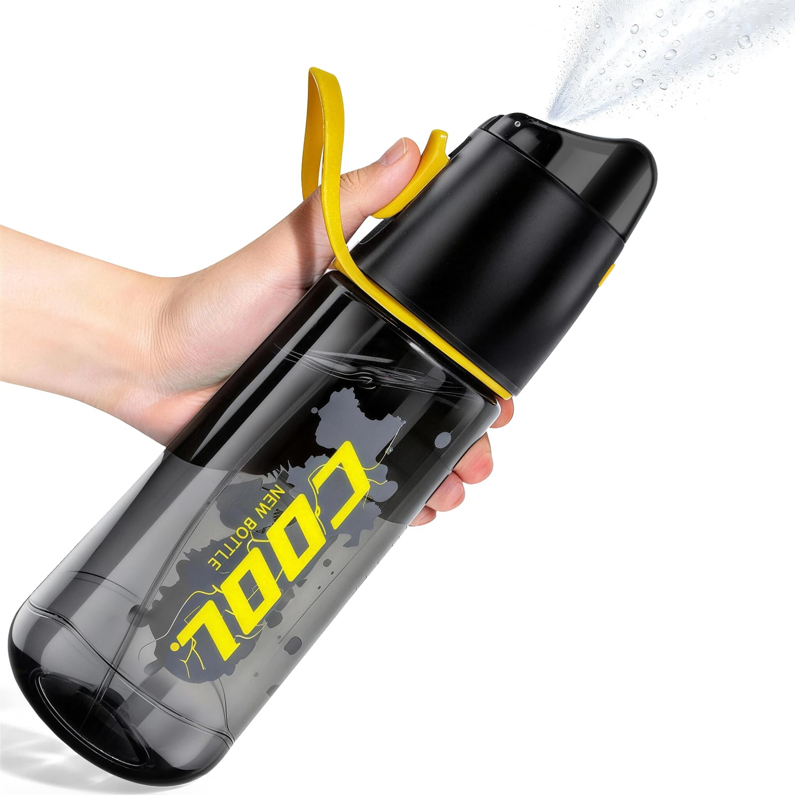 SUPERFA Sports Water Bottle with Spray Mist, 750ml Drinking Bottles with Spray, Spray Water Bottles for Kids Cycling Fitness Cooling