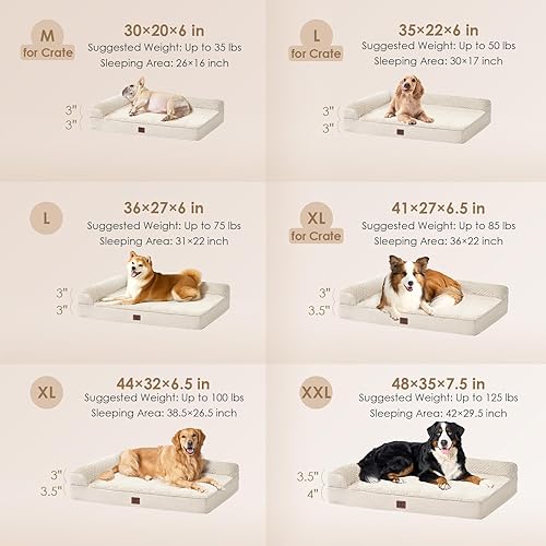 Miniatura 2 de EHEYCIGA Cama ortopédica para perros de tamaño mediano, cama de espuma viscoelástica para perros con funda extraíble lavable, sofá impermeable para