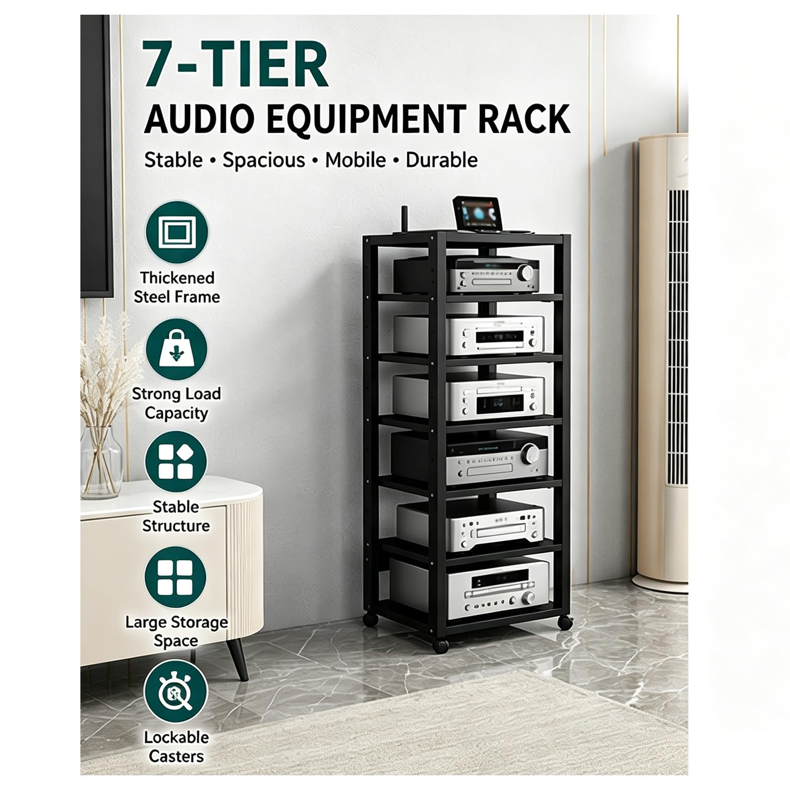 Supporto Stereo HiFi Rack Audio 5/7 Ripiani