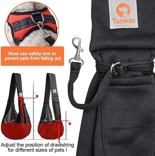 Miniatura 3 de Tomkas Canguro portaperros para perros pequeños, bolsillo clásico y correa clásica, para mascotas de 3 a 10 lb (negro)