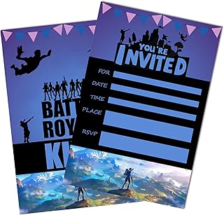 Gaming Birthday Party Invitations 20-Pack with Envelopes, Double-Sided Video Game Invite Cards for Kids & Adults, Battle Royale Inspired Party Supplies
