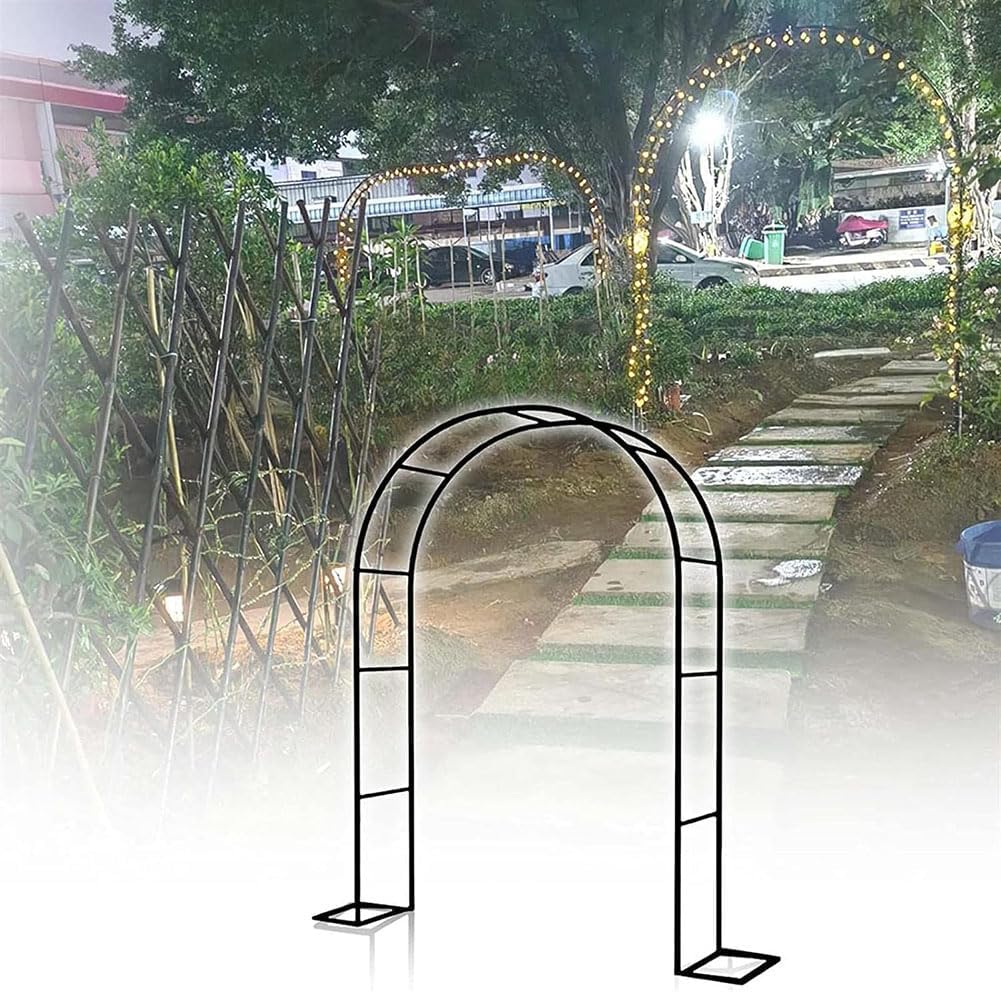 Outdoor Metal Arch Garden Arbor with Base 140Cm 180Cm 240Cm 300Cm Wide Black Trellis Various Archway Flowers Climbing Plant Lawn Backyard,White,W1.4M*H2.3M