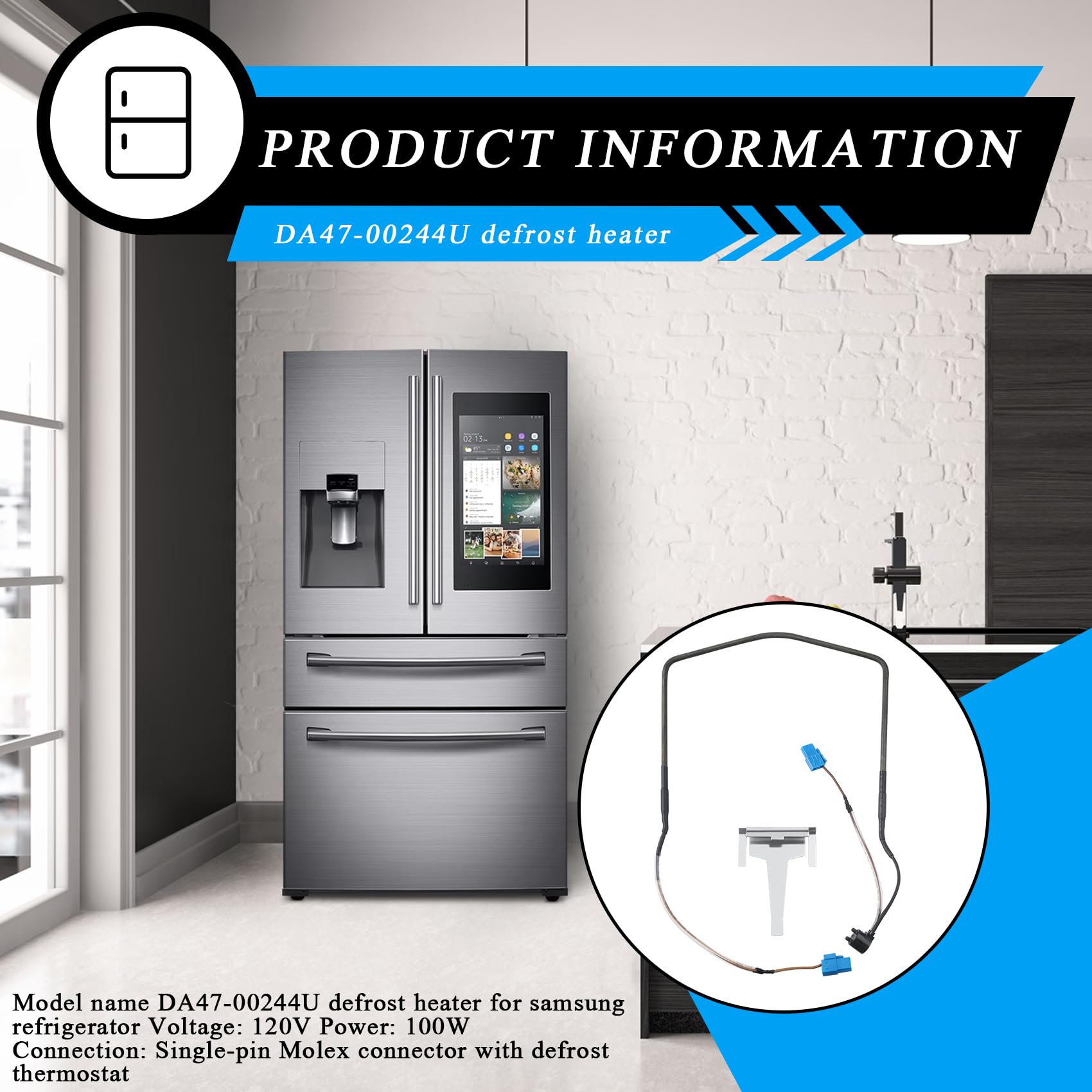 DA47-00244U Defrost Heater Assembly Compatible with Samsung