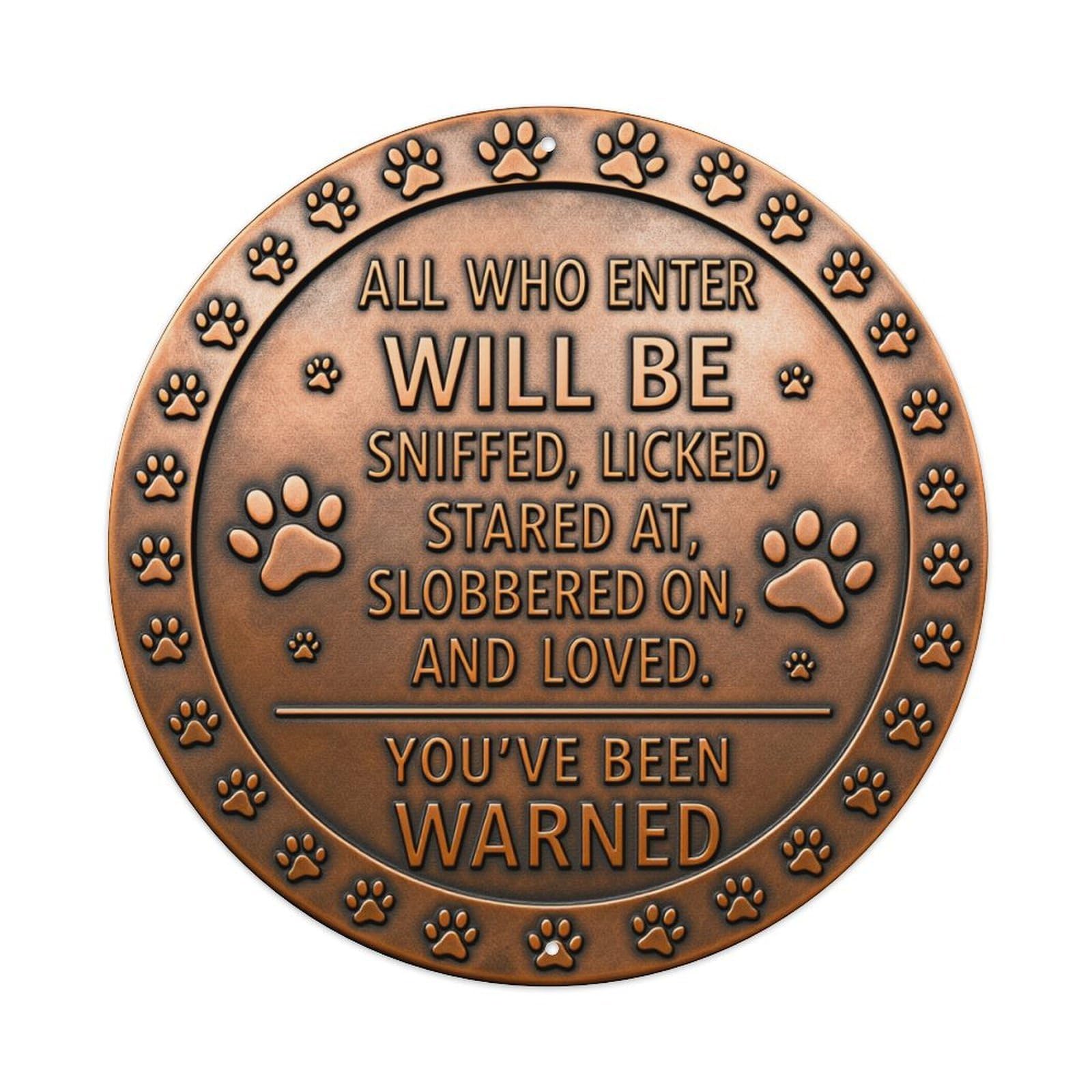 Paw Prints Border Pattern Design Round Tin Sign Vintage Style Metal Sign Home Bar Garden Wall Plaque Decor Metal Poster 8x8 Inch