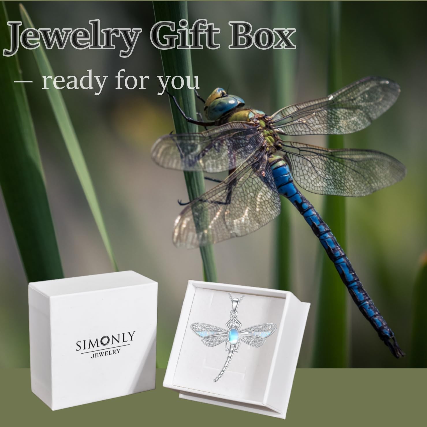SIMONLY Opal Dragonfly Necklace 925 Sterling Silver Moonstone Turquoise Necklace Dragonfly Jewelry Christmas Birthday Gifts for Women Mom Her - Image 4