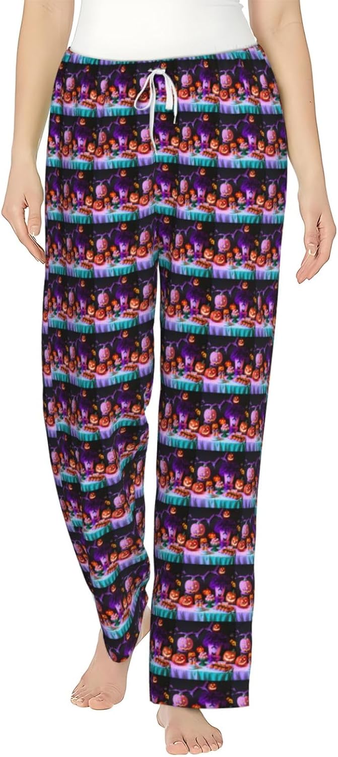 Halloween Carnival Party Print Women Soft Cozy Sleepwear Pajama Pants For Winter Nightwear Bedroom Indoor Casual