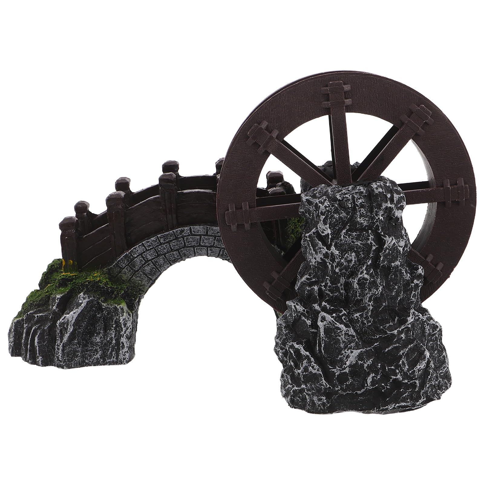 Molino de Viento de Patio Adorno de Molino de Viento de Resina, Estilo Clásico, Paisaje de Montaña y Roca, Decoración Ornamental para Micro Paisajes Interiores