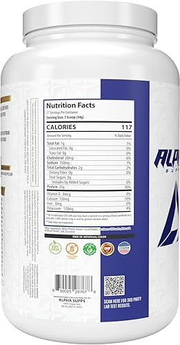 Miniatura 4 de Alpha Supps ISO - Polvo aislado de proteína de suero de leche 100% bajo en carbohidratos, 0.88 onzas por porción, ayuda a apoyar el crecimiento