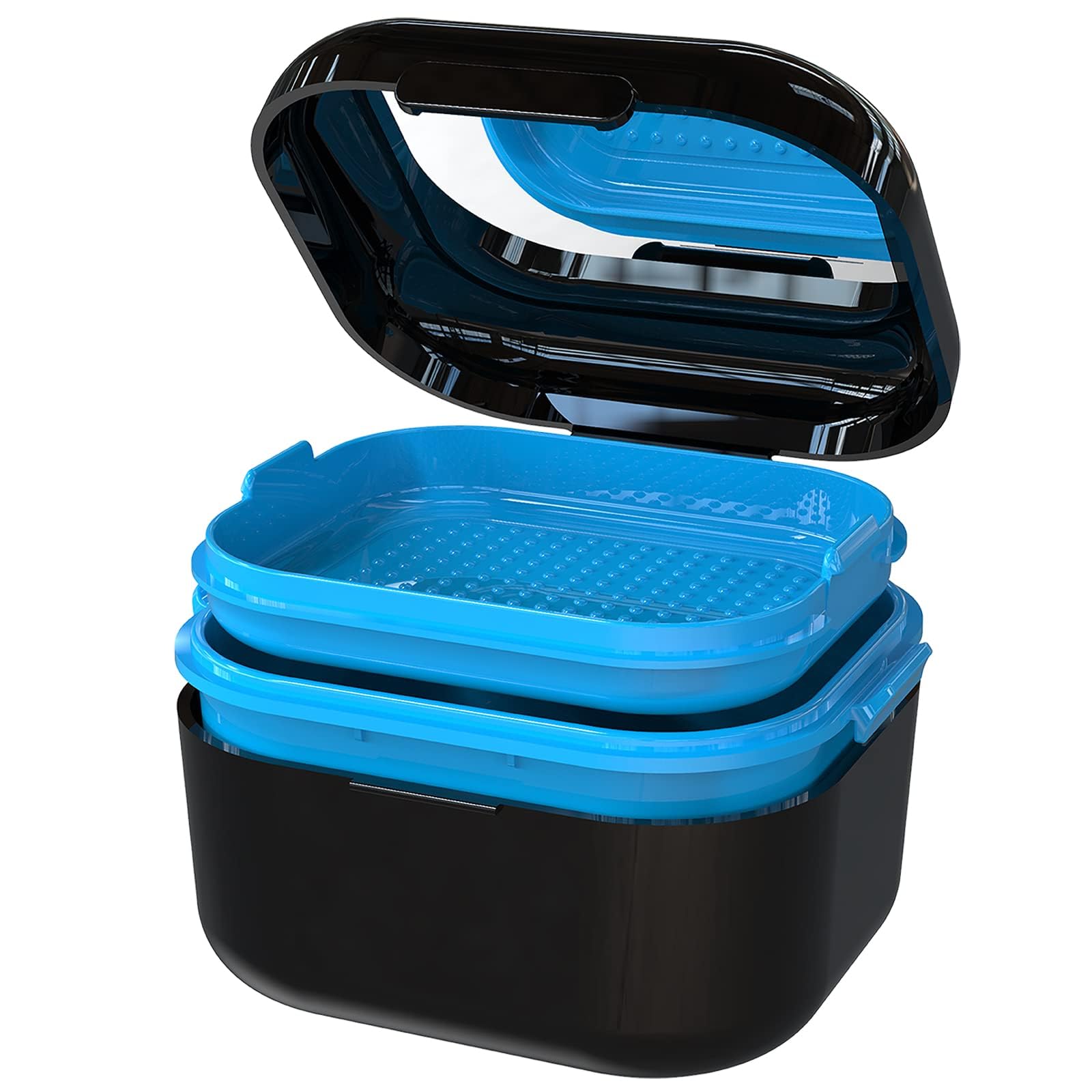 BVN Denture Bath Denture Case: Denture Cup for Soaking Dentures, Retainer Cleaner Case with Mirror, Mouth Guard Case, Aligner Case, Retainer Holder,