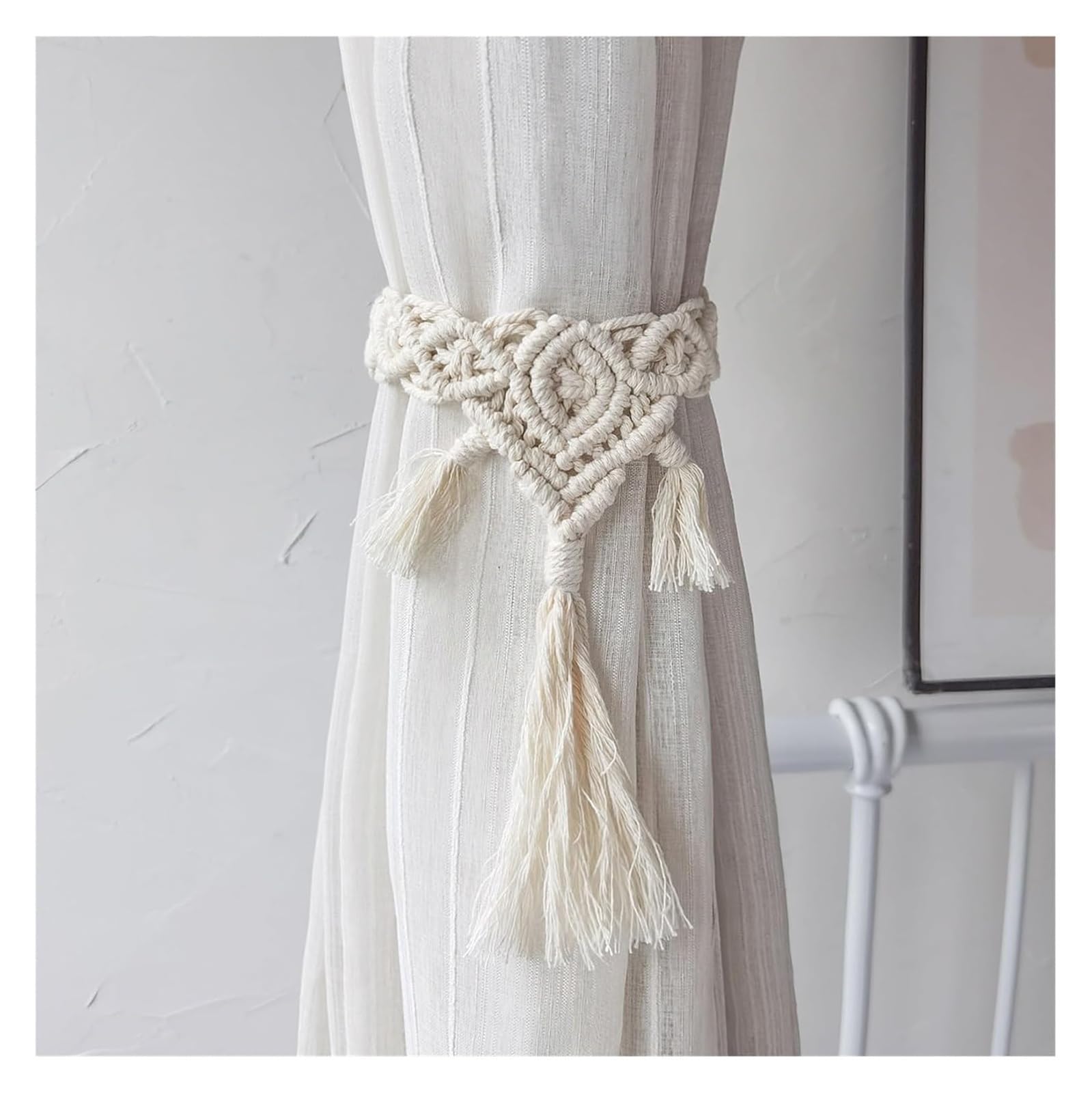 Confezione da 2 fermatende con Nappe, fermatende in Corda Intrecciata, fermatende Decorativi in macramè Fatti a Mano, Decorazioni per la casa, Tende in Stile Rustico, tra,