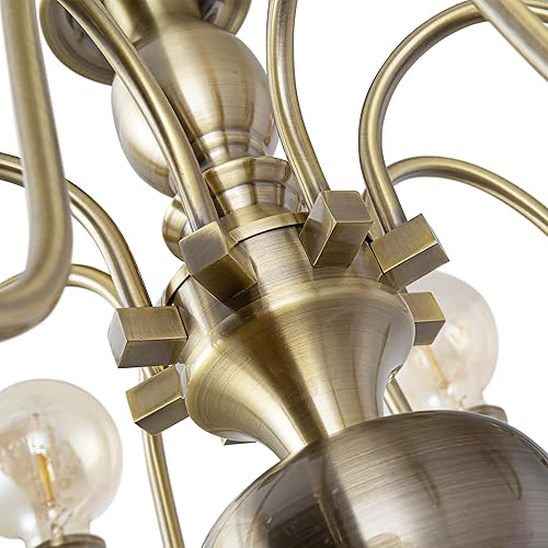 Miniatura 5 de Candelabro de granja pintado de bronce de 8 luces, lámpara de globo, altura ajustable, iluminación colgante rústica para entrada, comedor, sala de