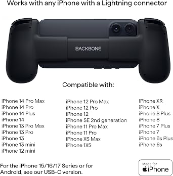 BACKBONE One Mobile Game Controller for iPhone (Lightning) - 2. Generation - Turn your iPhone into a game console - Xbox, PlayStation, Minecraft and more (3 months including Apple Arcade) [android]