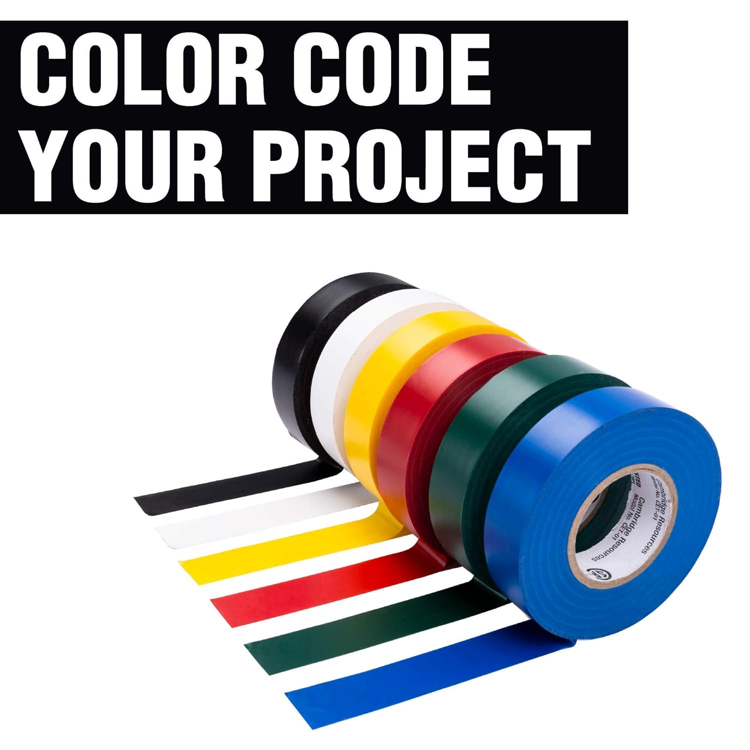 Cambridge 10-Pack Back Electrical Tape 3/4-in x 60-ft, Contractor Grade Quality, Highly Flexible and Adhesive, UL/CSA Listed