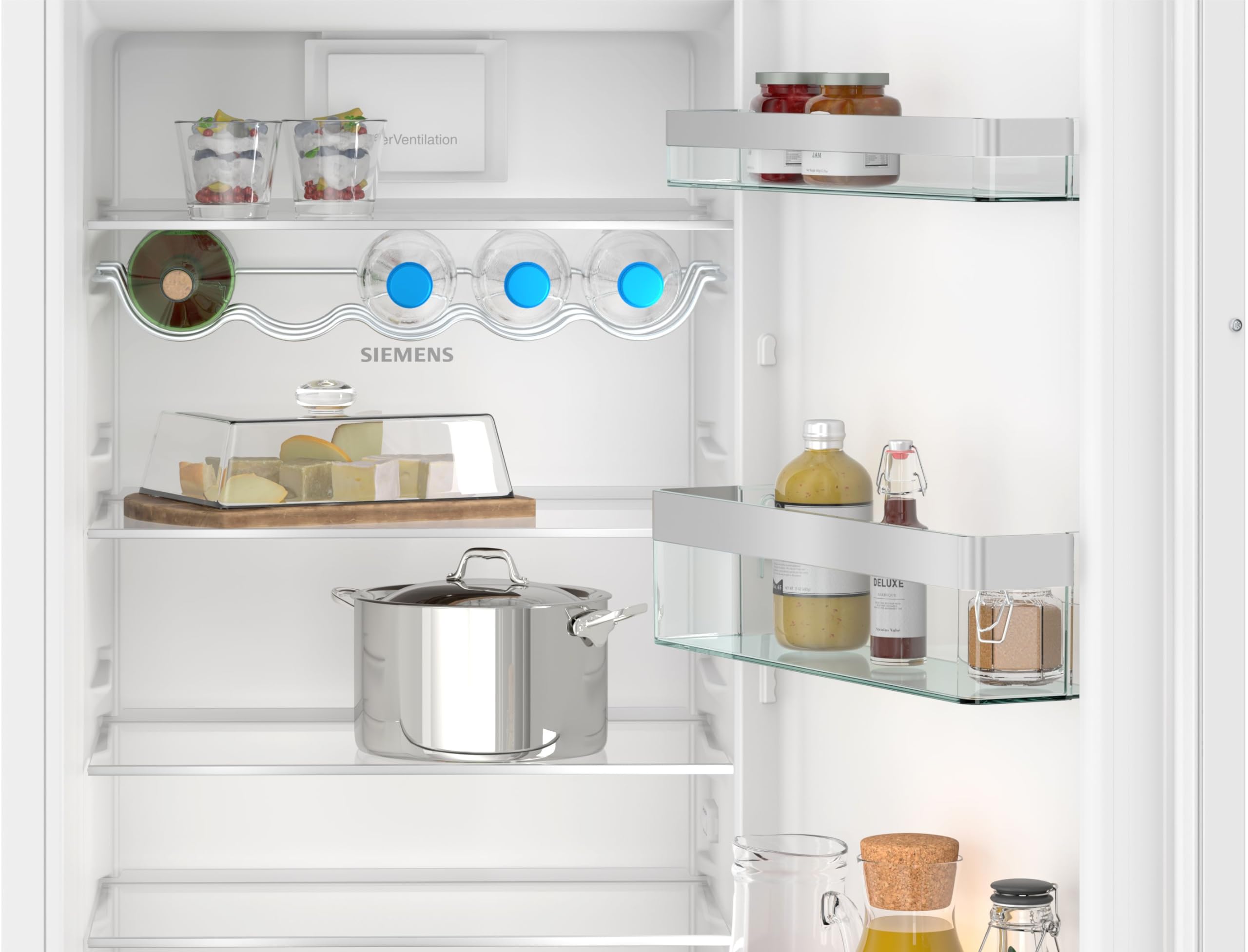 Siemens KI82LVFE0 iQ300, Einbaukühlschrank mit Gefrierfach, 177,5 x 56 cm Nische, 246L Kühlen & 34L Gefrieren, Made in Germany, freshBox für Obst und Gemüse, Flaschenablage, sehr Leise, Flachscharnier