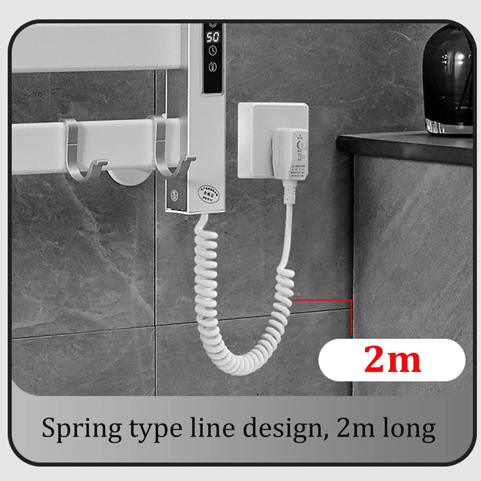 Toallero eléctrico con calefacción, calentador de toallas de pared con pantalla táctil digital, termostato de 35-60 °C, temporizador de 0-8 horas, aluminio, impermeable, para baño