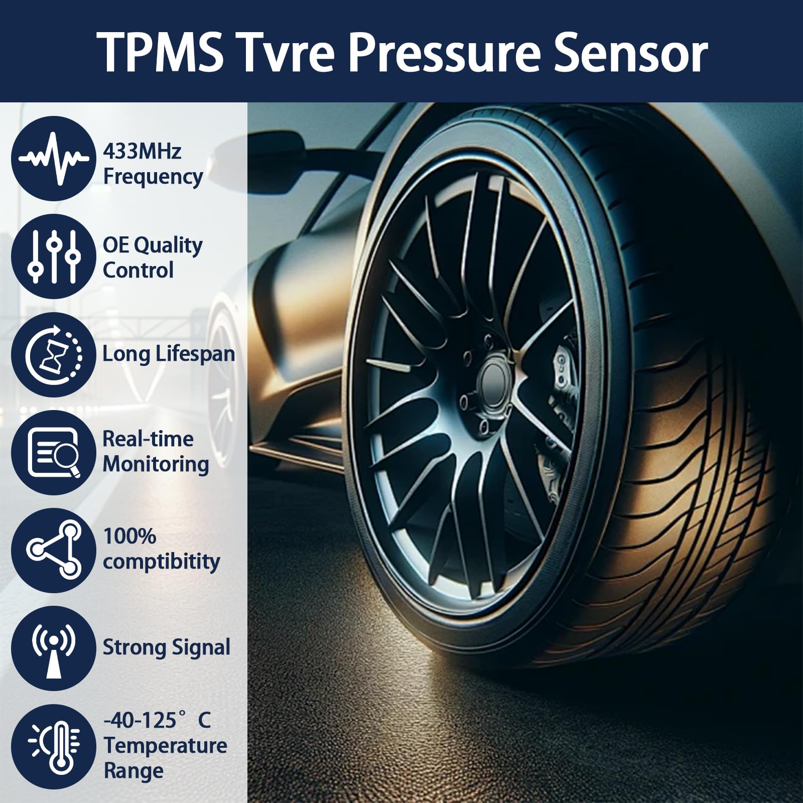 Set di 4 sensori TPMS, Adatto per Renault, monitoraggio preciso della pressione pneumatici, Compatible con Espace V, Kadjar, Megane IV, Scenic IV, Talisman, Plug & Play per 407004CB0A/407004CB0B