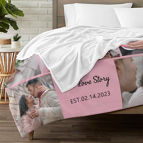 Miniatura 8 de M YESCUSTOM Manta personalizada con texto fotográfico, manta de franela personalizada para cumpleaños, Navidad, para familiares, parejas, amigos,
