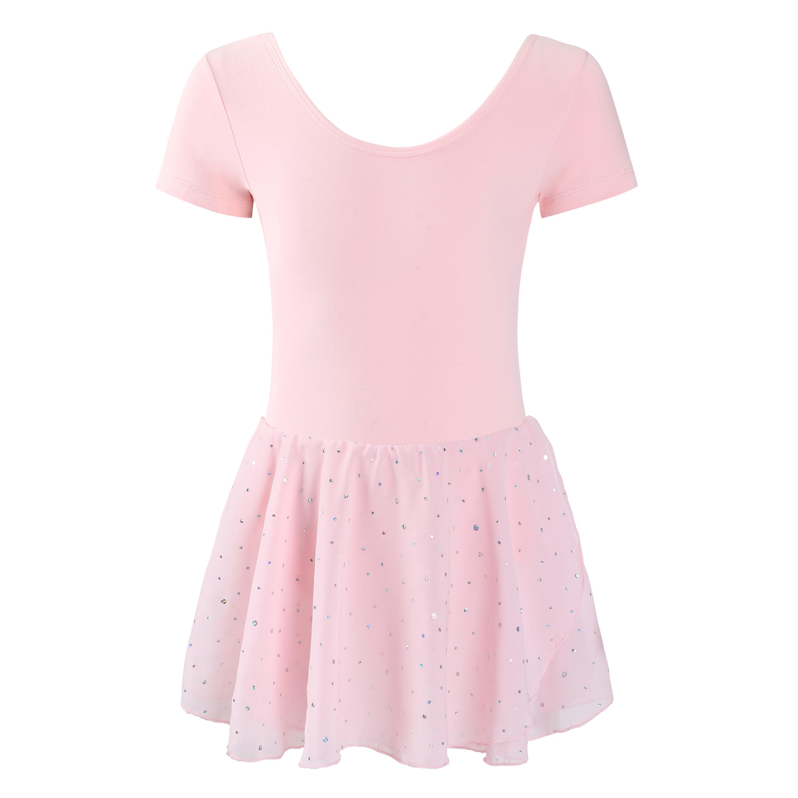 Vestido Maillot de Danza Ballet para Niña Manga Corta Leotardo Tutú