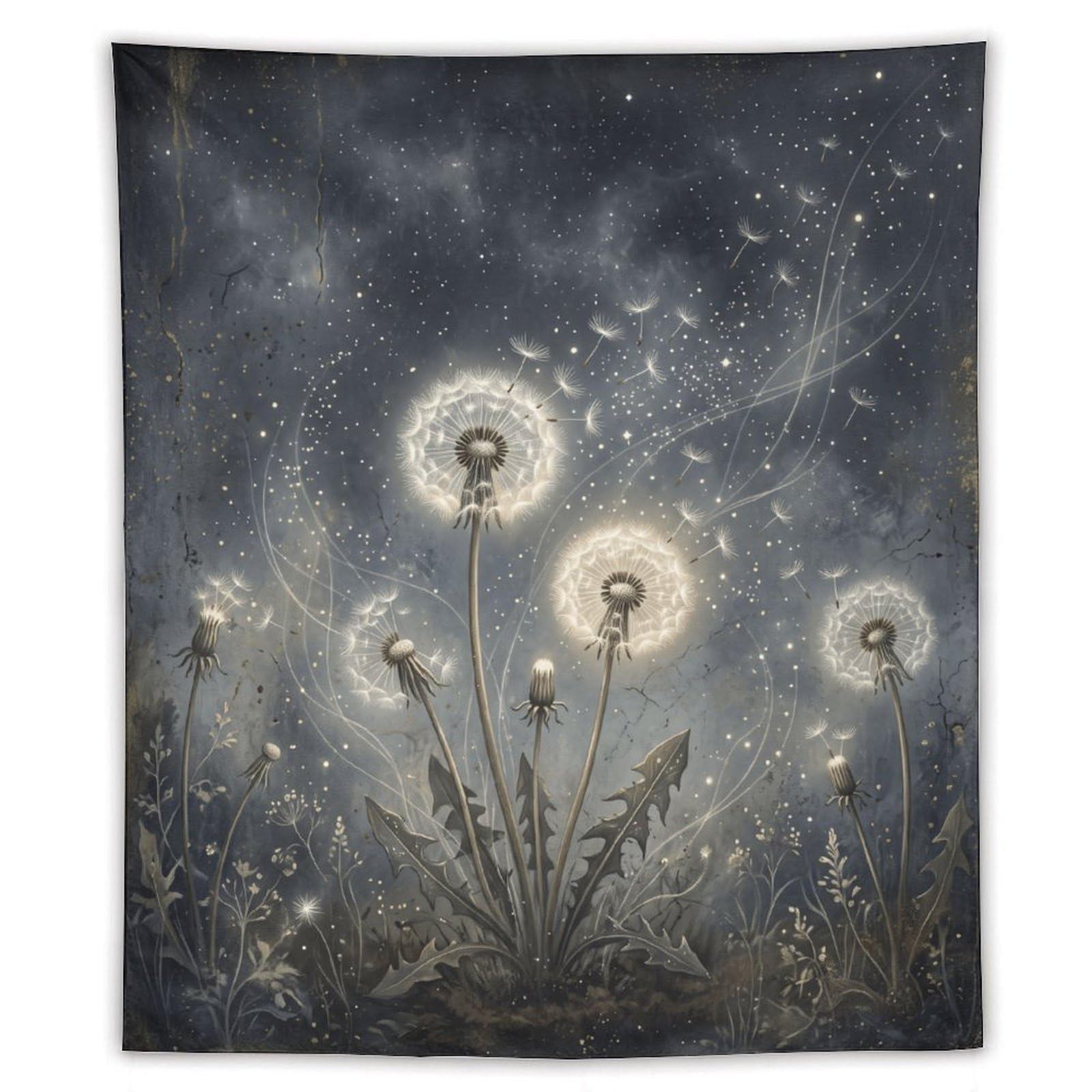 H3B8U2Y5 Dandelion Moon Wall Tapestry, Surrealist Style, Backdrop
